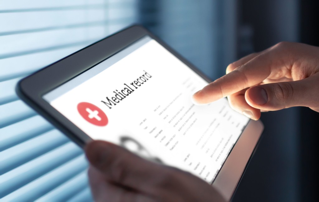 Medical record on a tablet used in the field