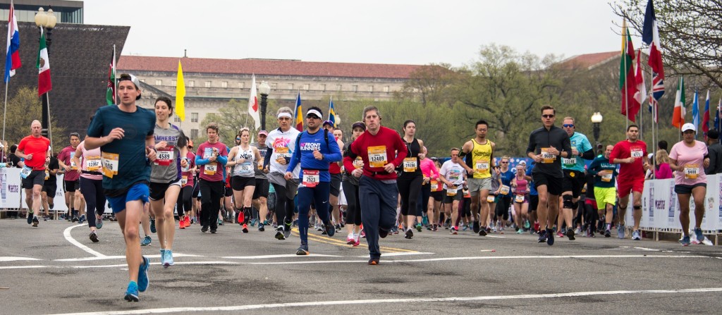Runners competing in a large road race
